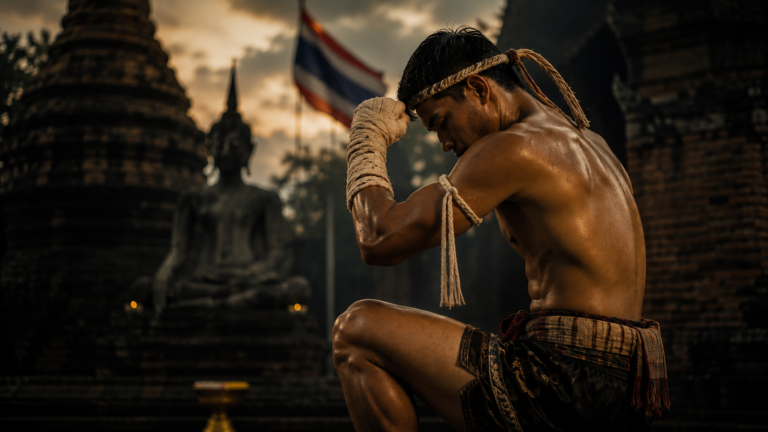 Lutador de muay thai representando a história do muay thai