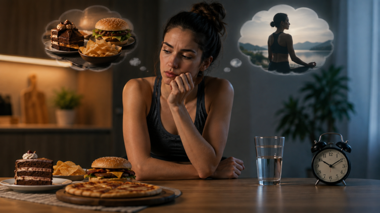 Fome emocional: pessoa observando a própria relação com a comida durante o jejum
